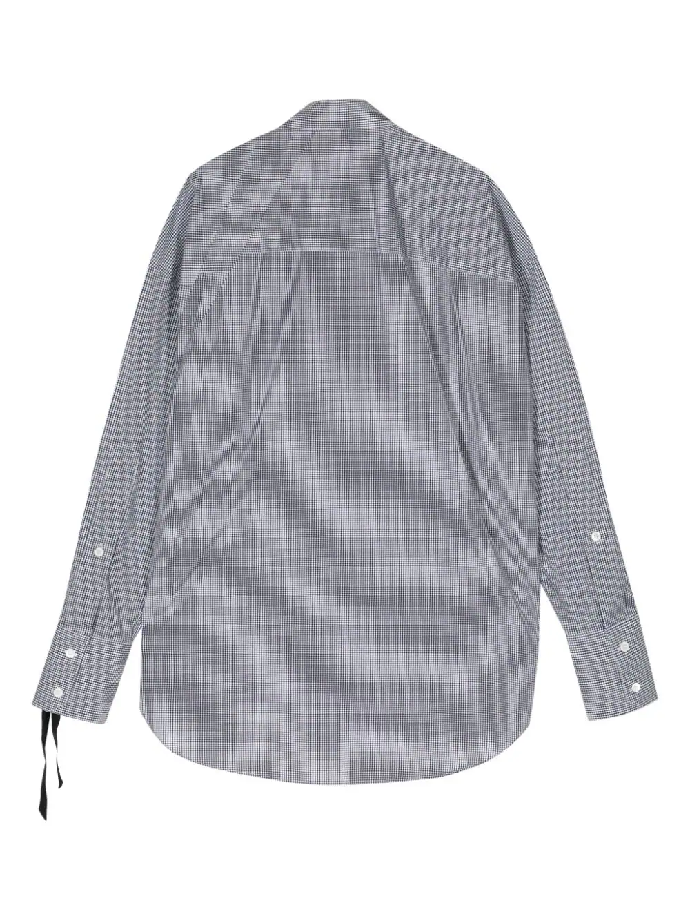 Check-Print Draped Cotton Shirt - Image 2