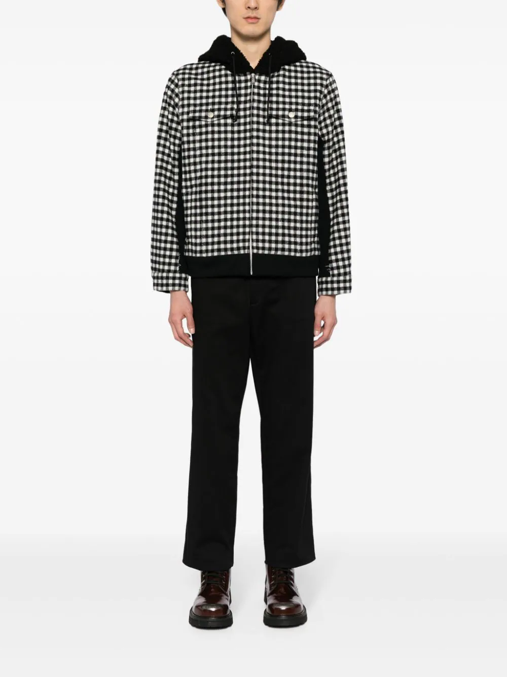 Check-Print Hooded Jacket - Image 2