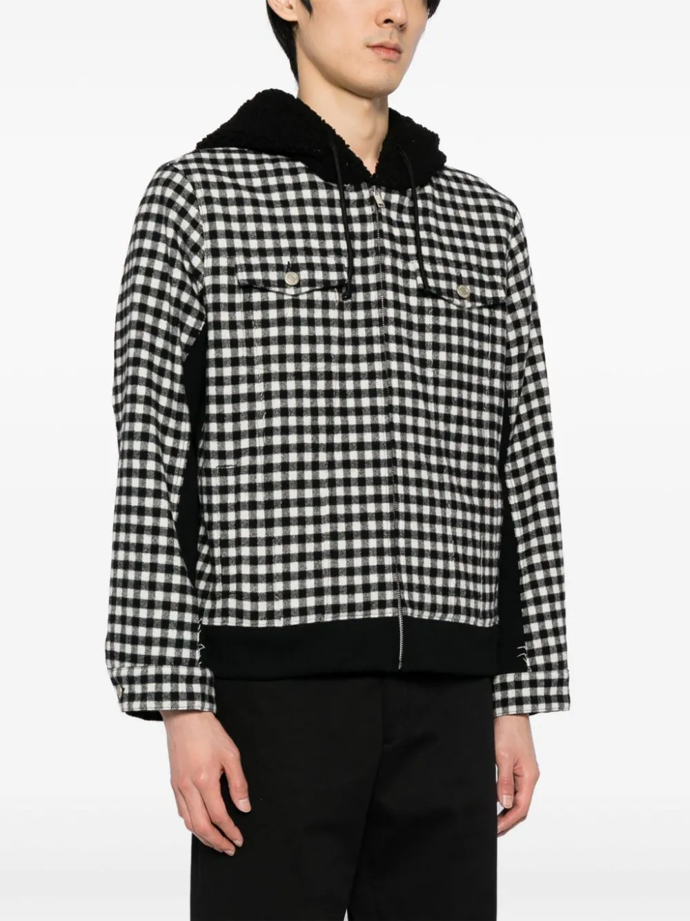 Check-Print Hooded Jacket - Image 3