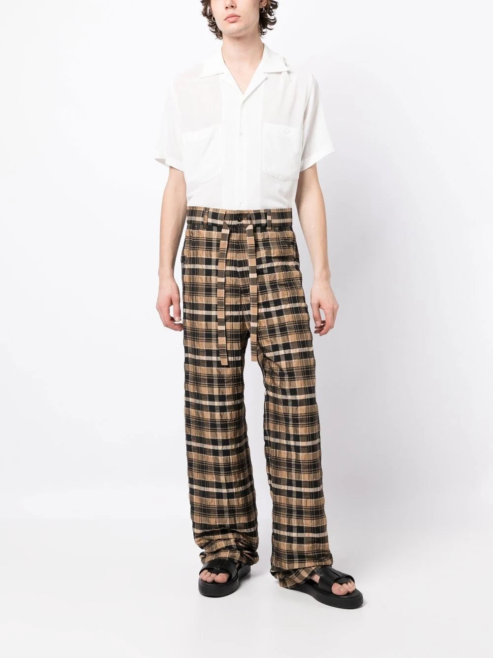 Check-Print Straight-Leg Trousers - Image 2