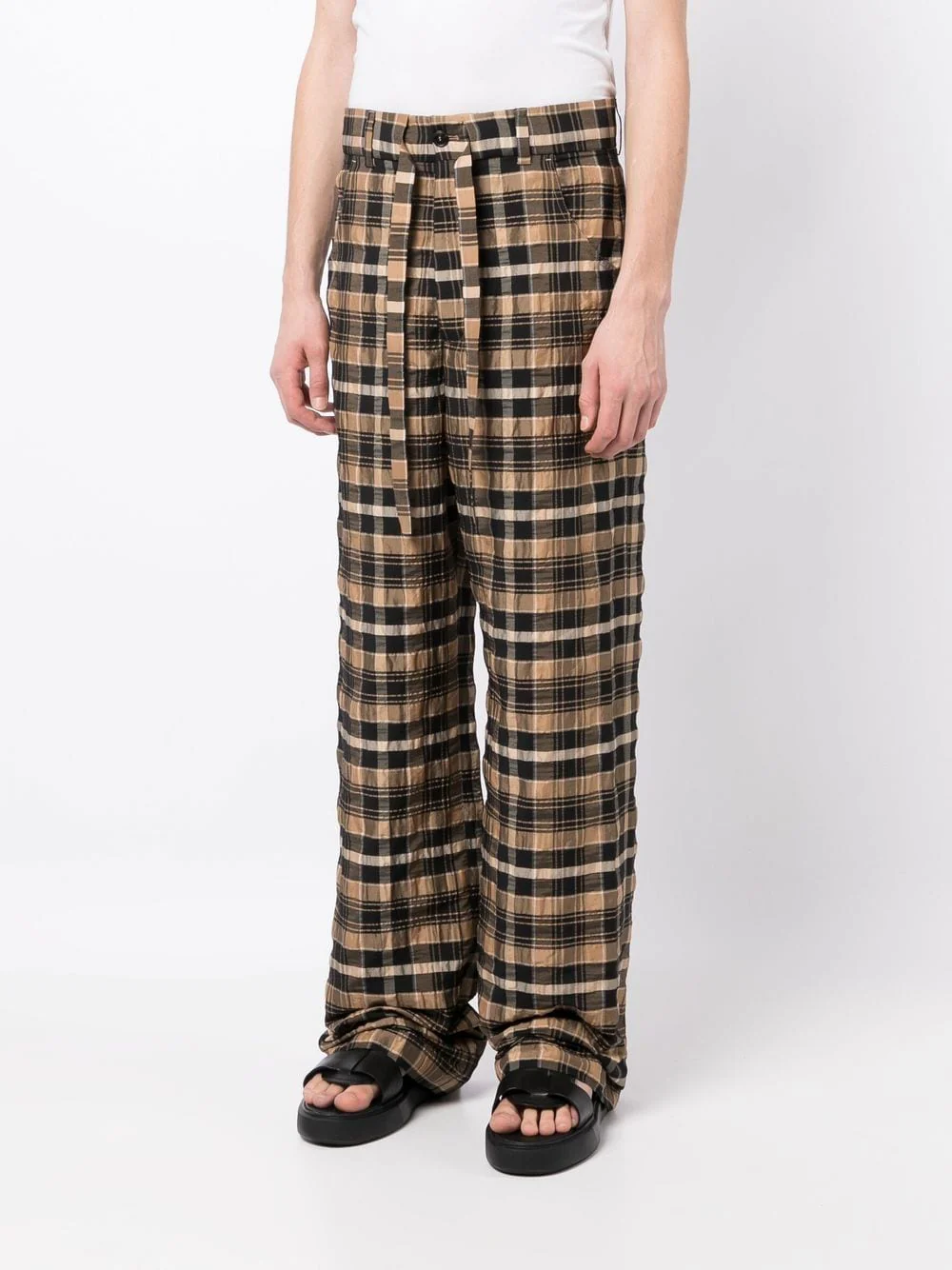 Check-Print Straight-Leg Trousers - Image 3