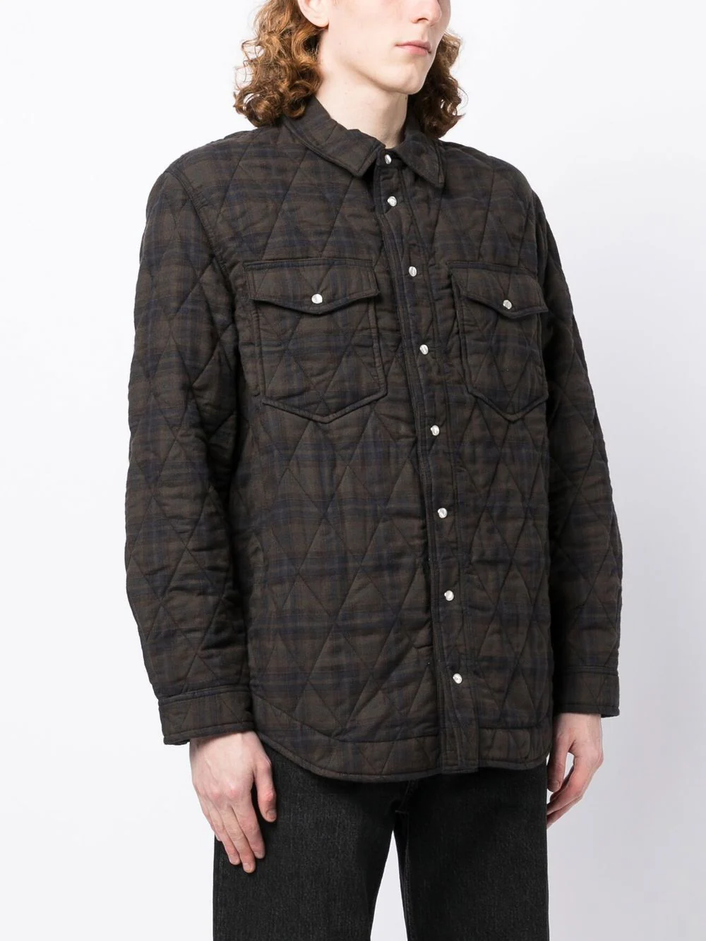 Check-Print Two-Pocket Shirt Jacket - Image 3