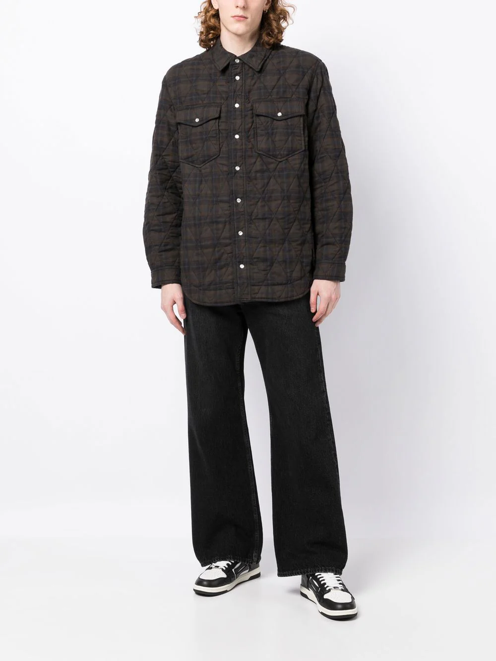 Check-Print Two-Pocket Shirt Jacket - Image 4
