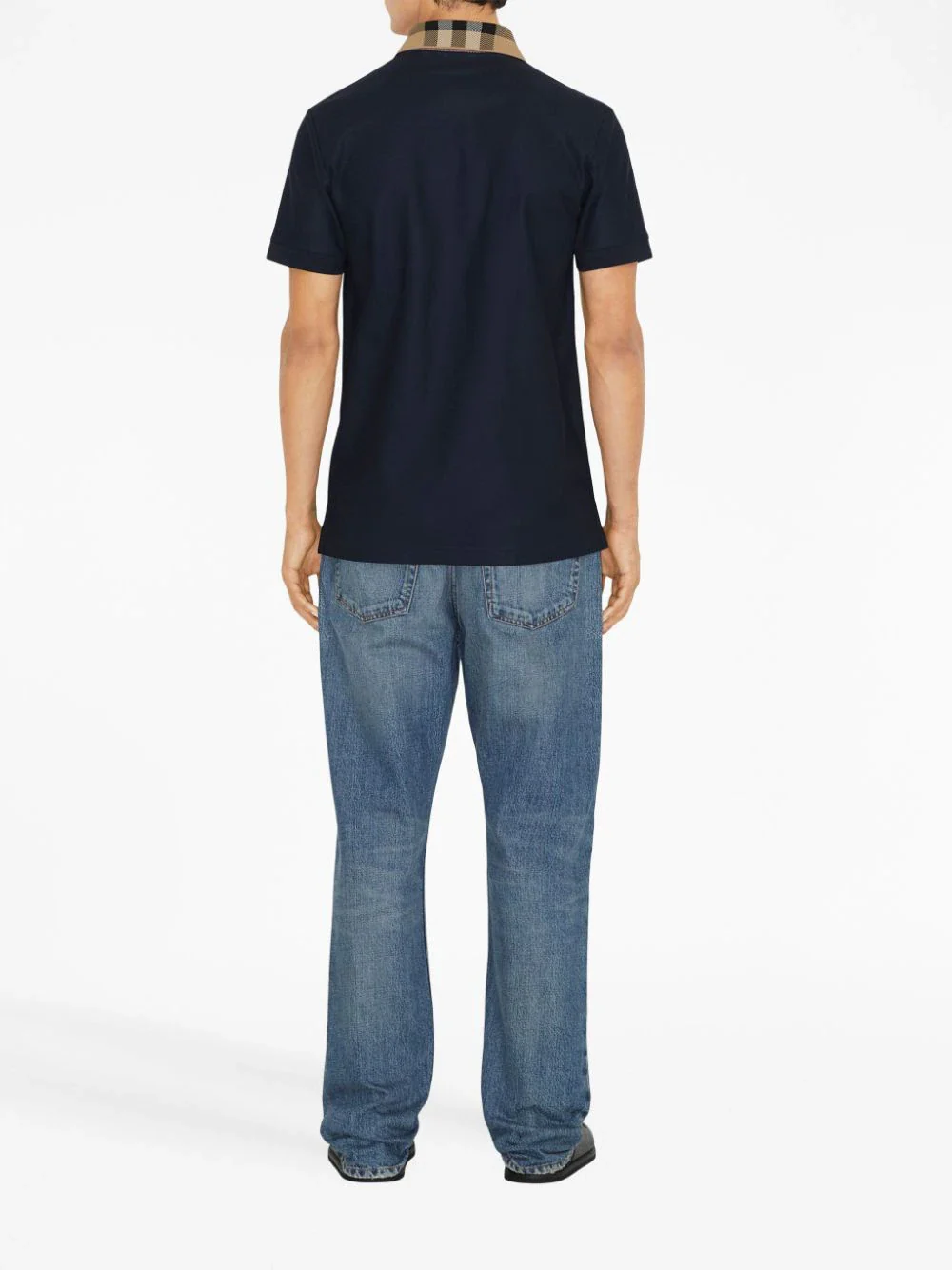Checked-Collar Cotton Polo Shirt - Image 4