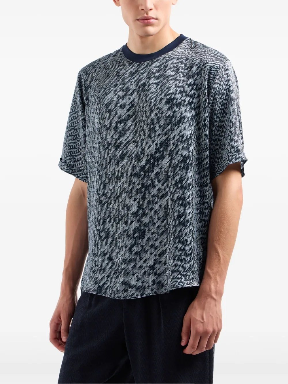 Chevron-Print Silk T-Shirt - Image 2