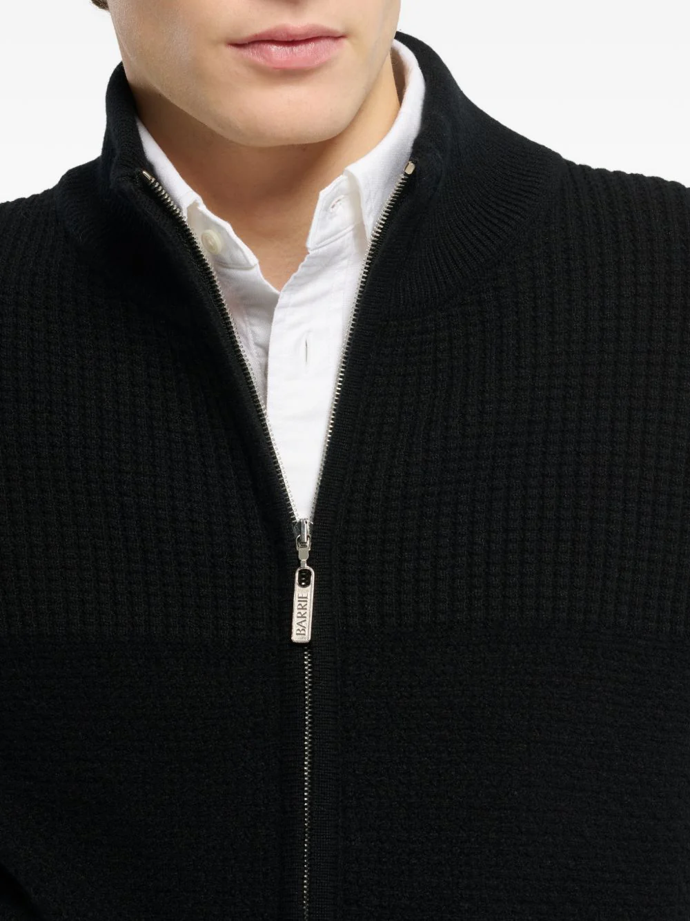 Chunky Waffle-Effect Zip Cardigan - Image 5