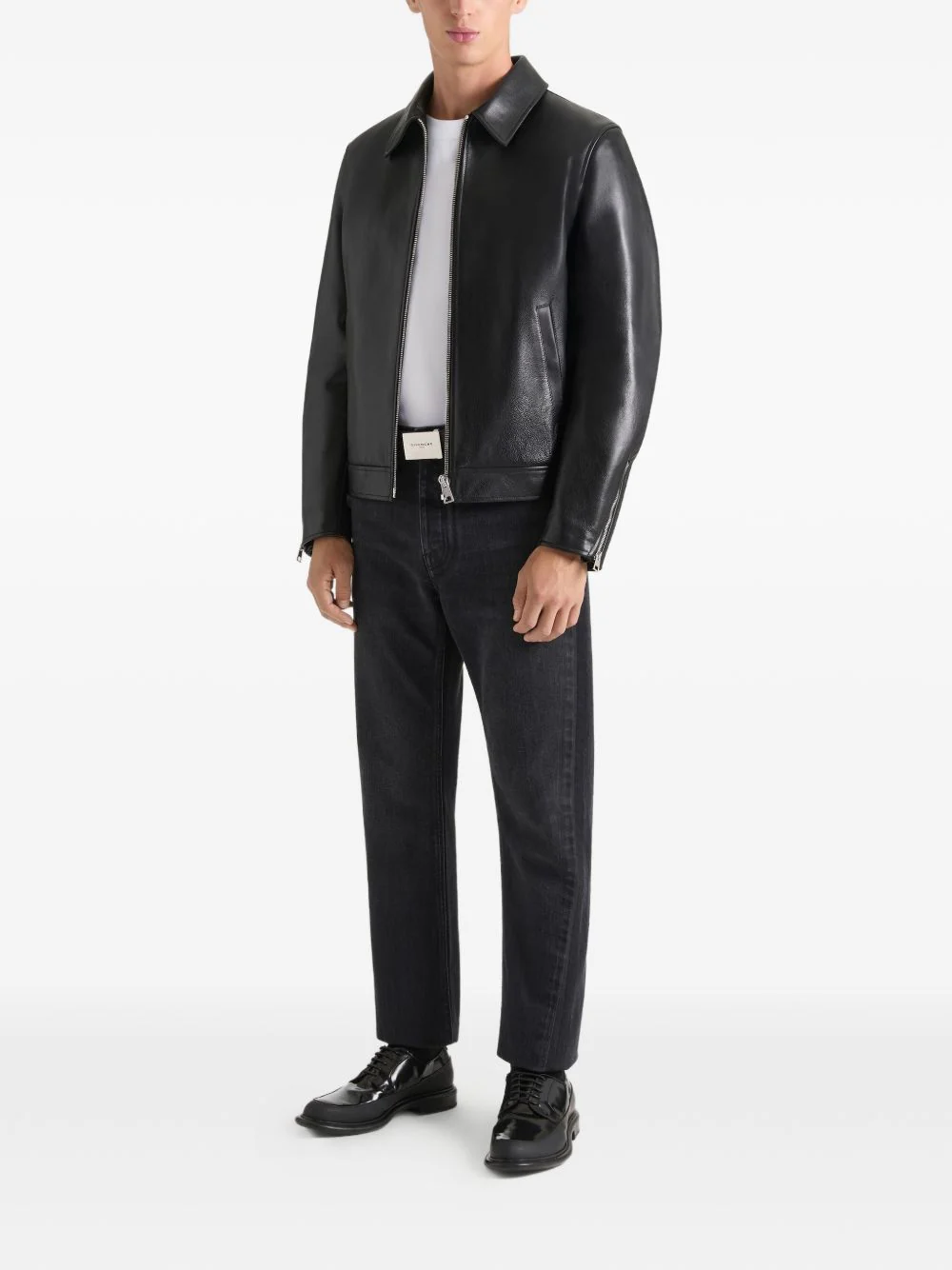 Classic-Collar Leather Jacket - Image 2