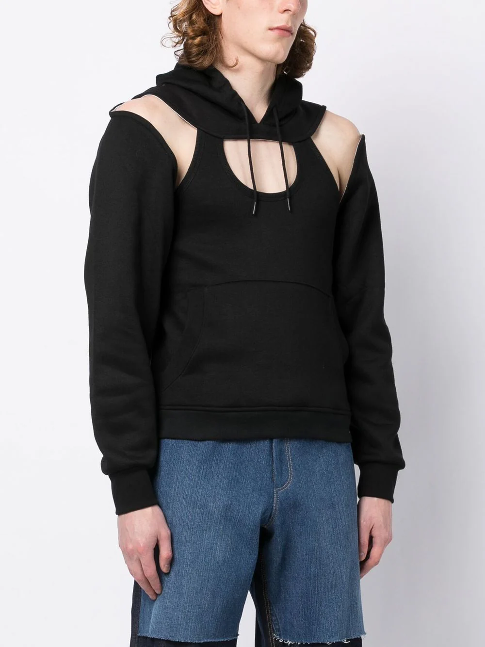 Cold-Shoulder Drawstring Hoodie - Image 2