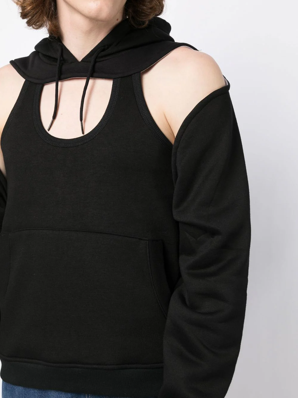 Cold-Shoulder Drawstring Hoodie - Image 3