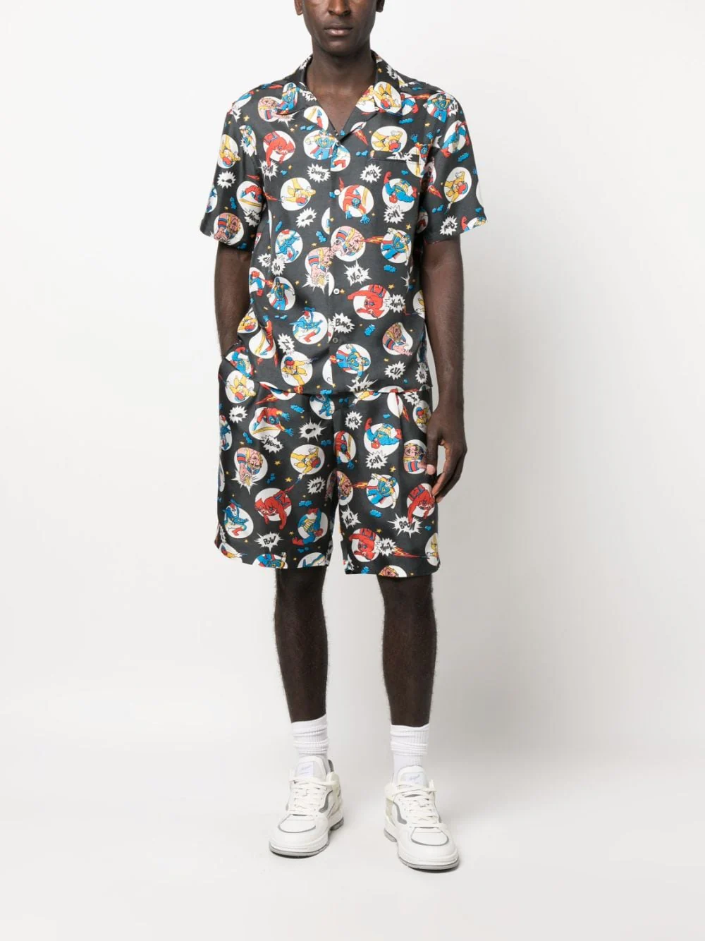 Comic-Print Silk Shorts - Image 2