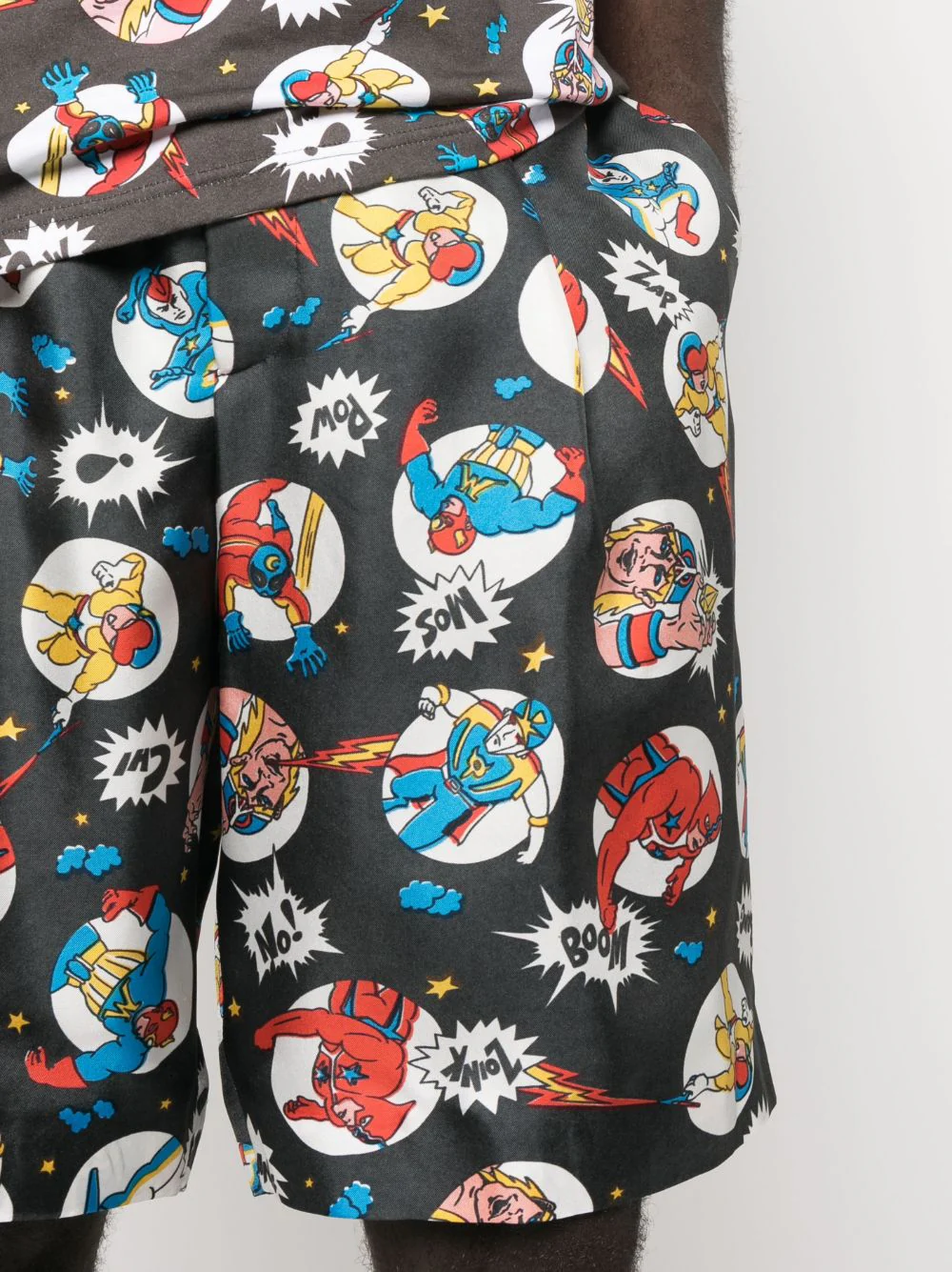 Comic-Print Silk Shorts - Image 4