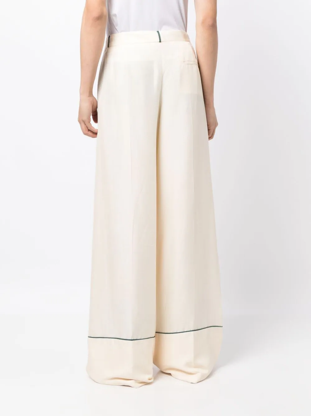 Contrast-Piping Silk Pyjama Trousers - Image 3