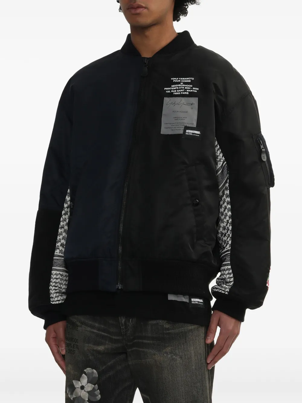 X Neighborhood Contrast-Sleeve Bomber Jacket - Image 3
