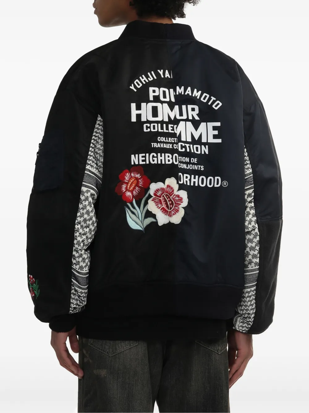 X Neighborhood Contrast-Sleeve Bomber Jacket - Image 4