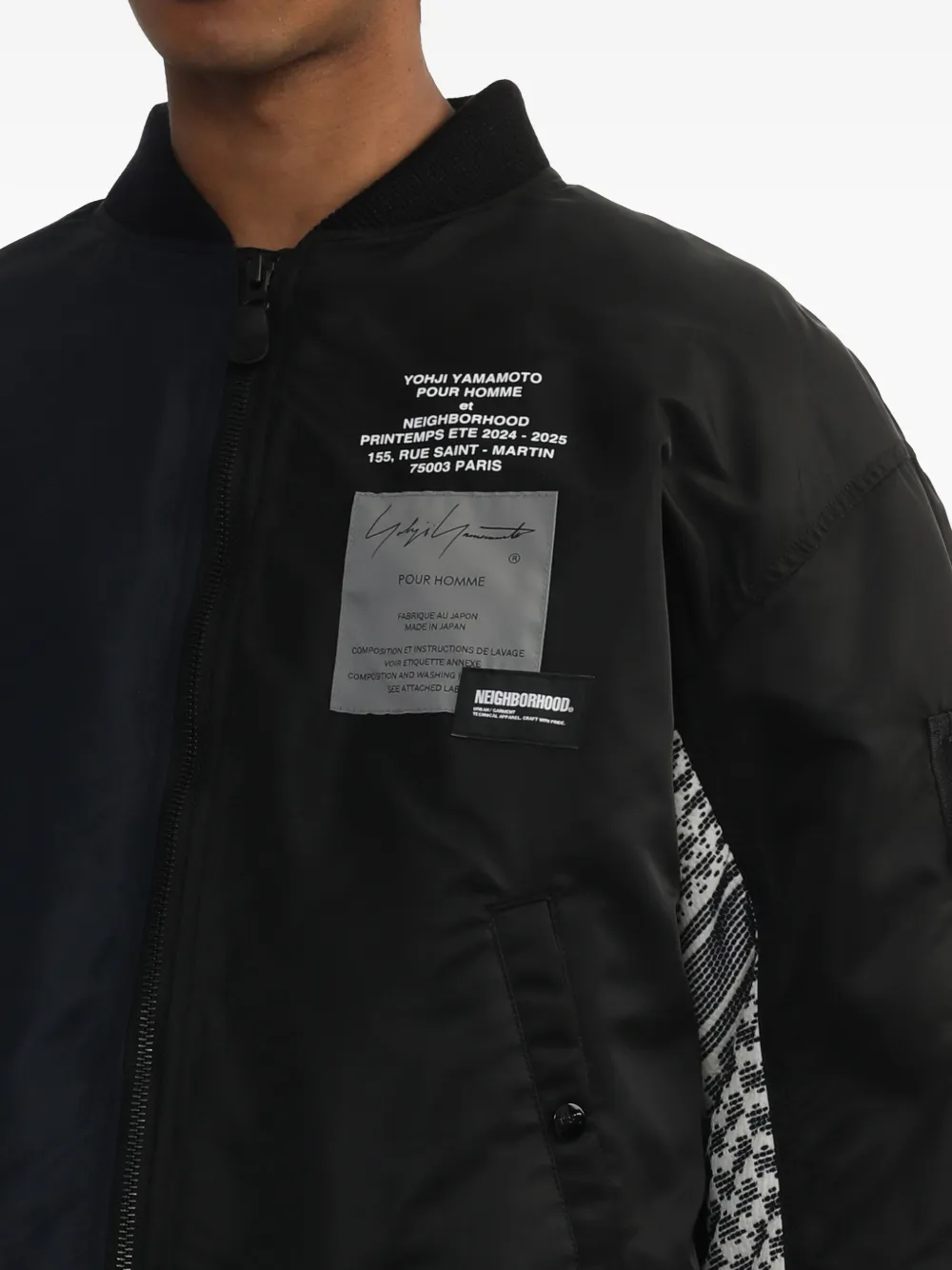 X Neighborhood Contrast-Sleeve Bomber Jacket - Image 5