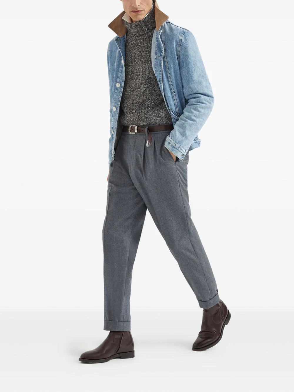 Contrasting-Collar Denim Jacket - Image 2