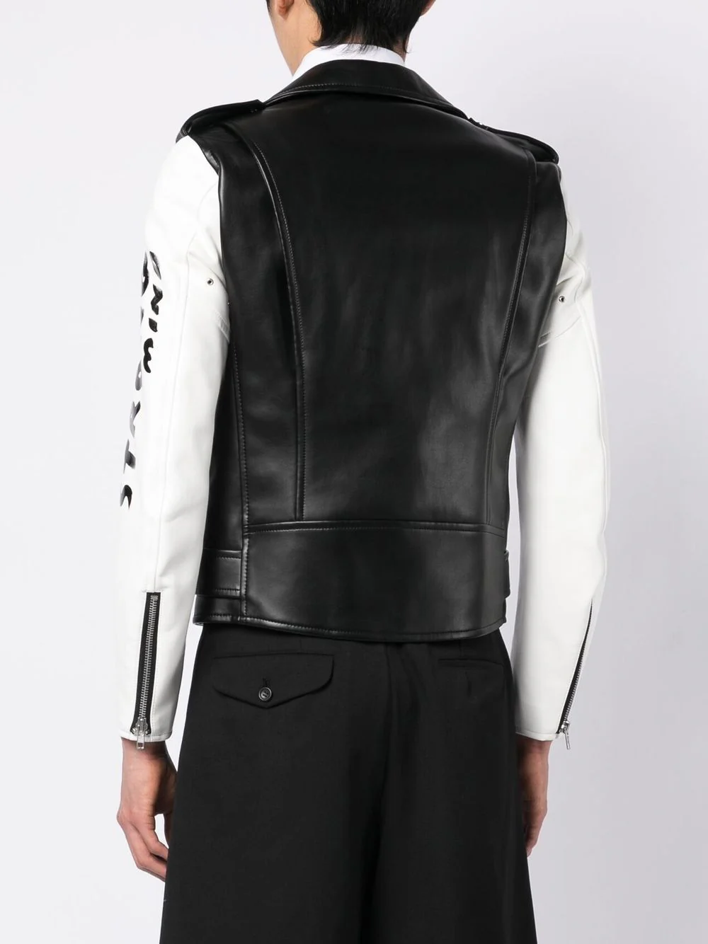 Contrasting-Sleeves Biker Jacket - Image 3