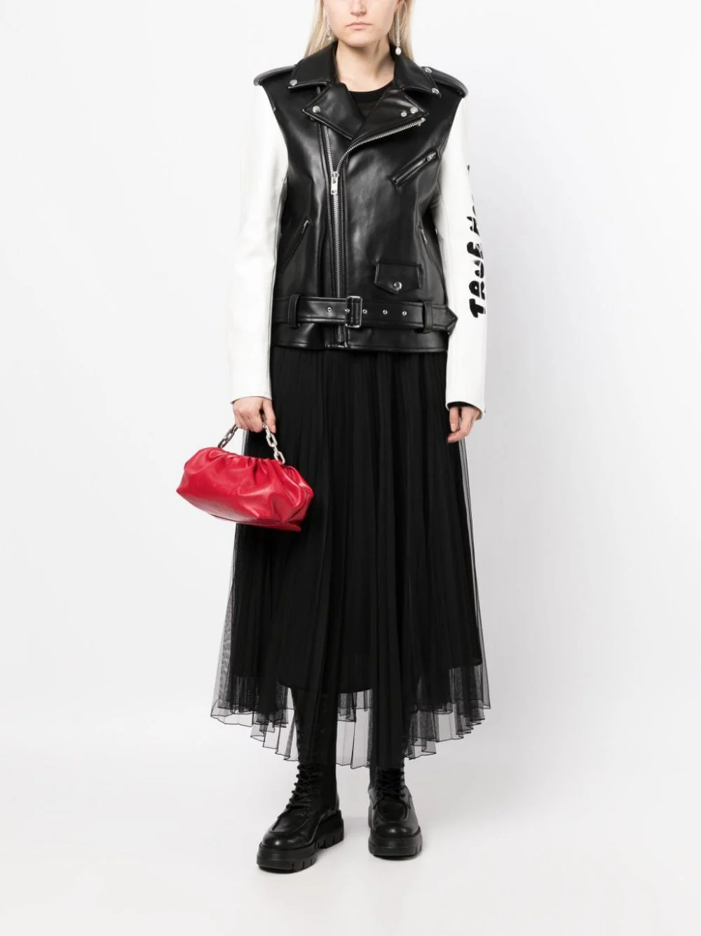 Contrasting-Sleeves Biker Jacket - Image 5