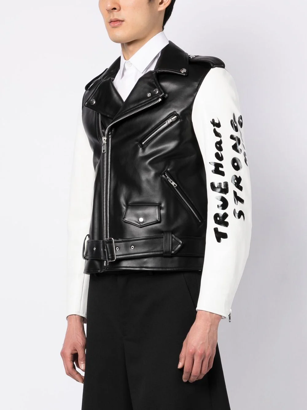 Contrasting-Sleeves Biker Jacket - Image 6
