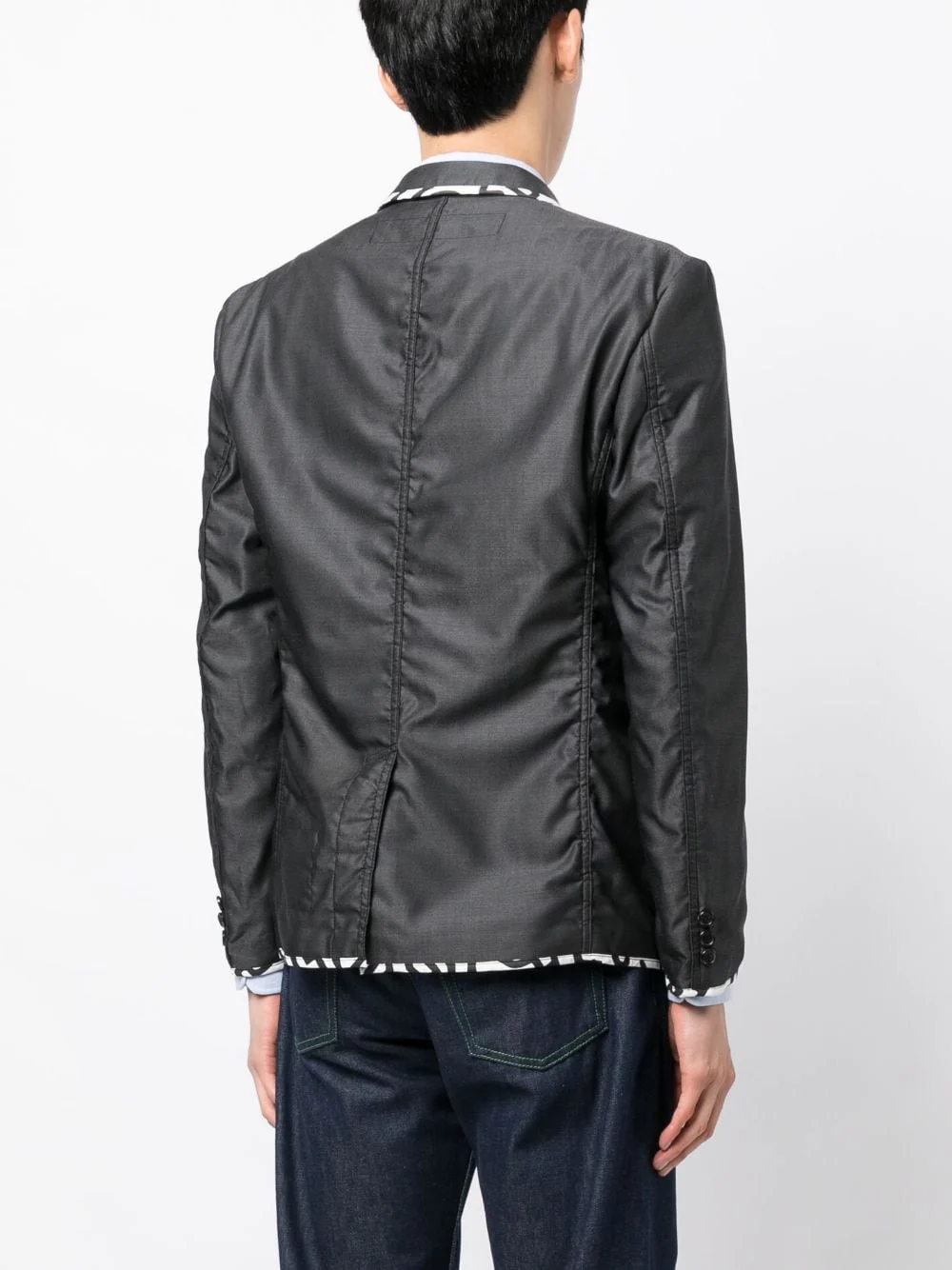Contrasting-Trim Buttoned Blazer - Image 3
