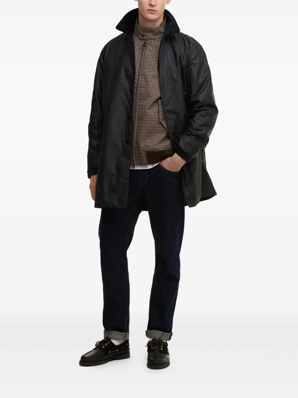 Corduroy-Collar Cotton Single-Breasted Coat - Image 3