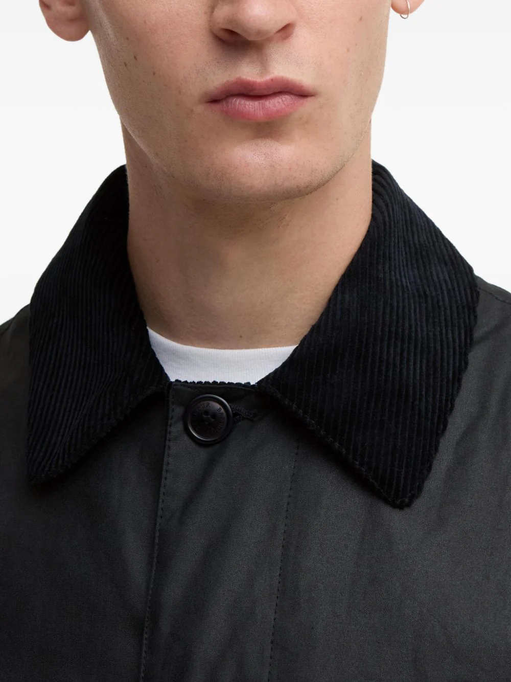 Corduroy-Collar Cotton Single-Breasted Coat - Image 5