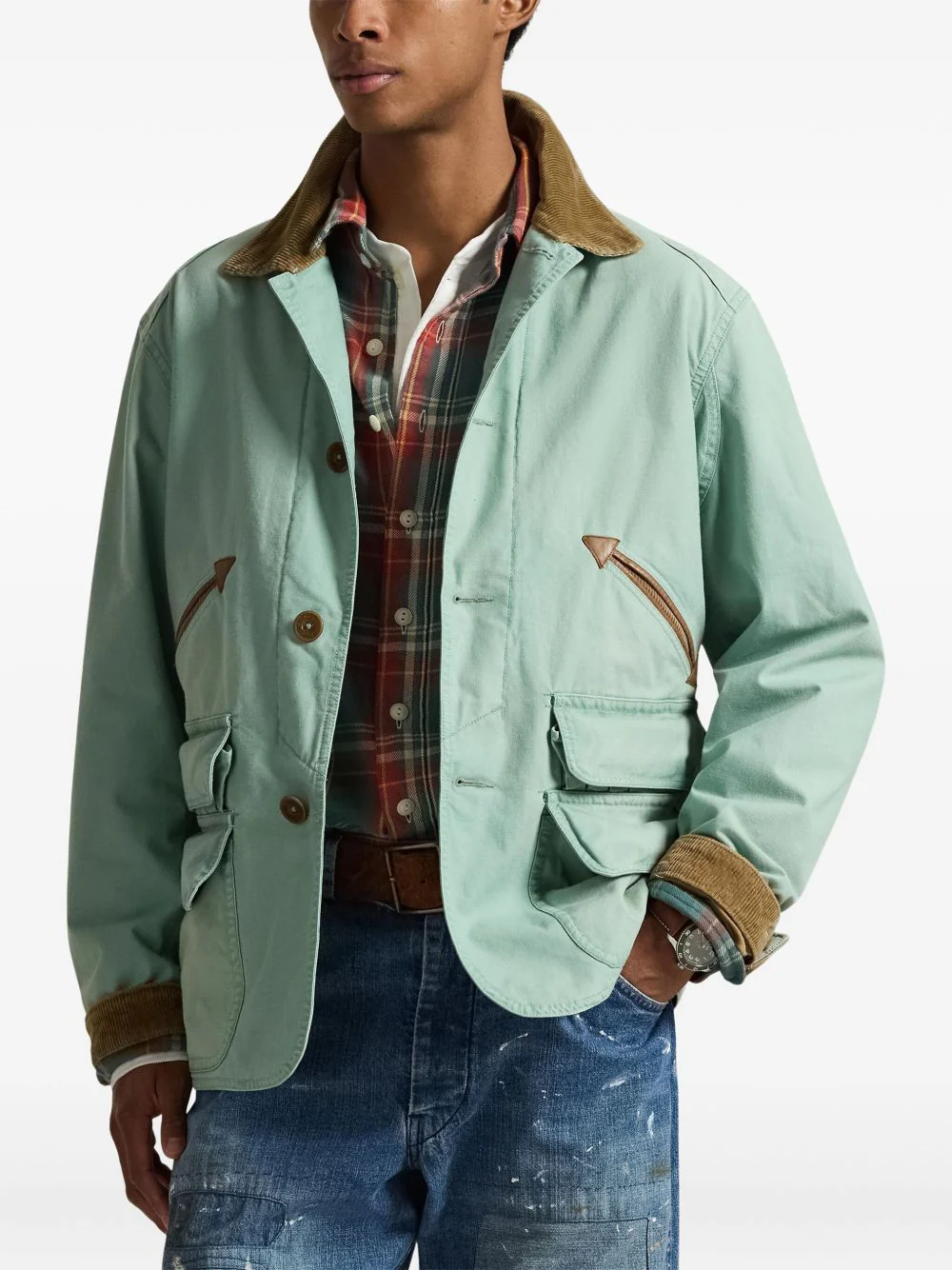 Corduroy-Collar Military Jacket - Image 4