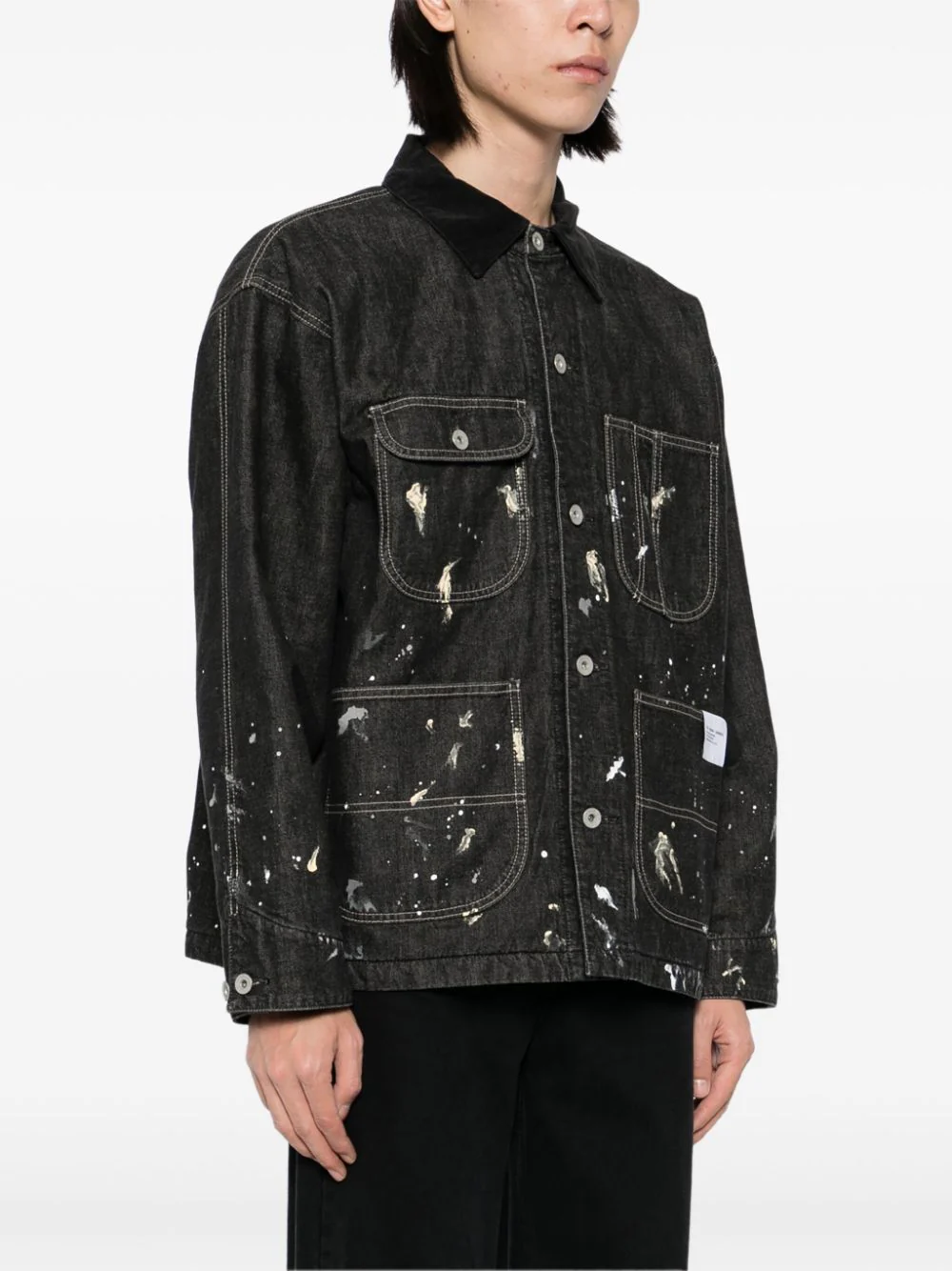 Corduroy-Collar Washed-Coverall Jacket - Image 3