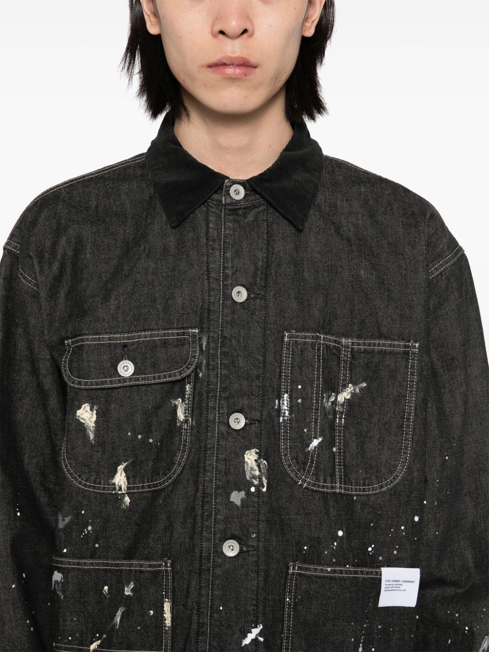 Corduroy-Collar Washed-Coverall Jacket - Image 5