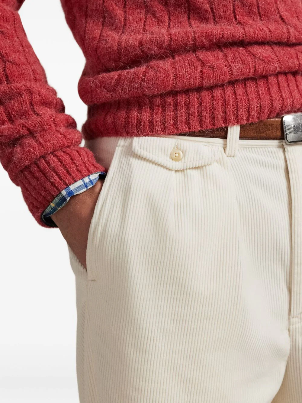 Corduroy Pleated Trousers - Image 5