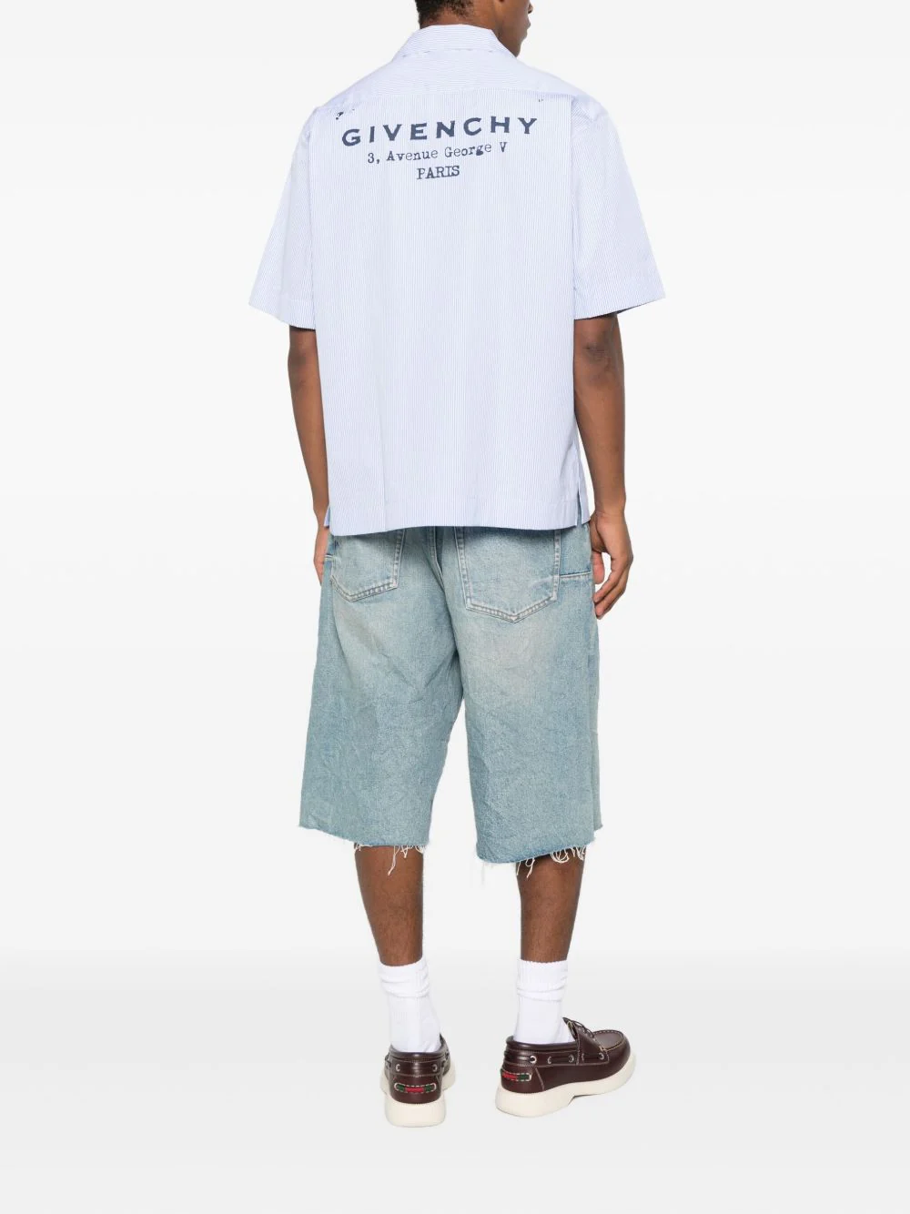 Cotton Pinstripe Bowling Shirt - Image 4