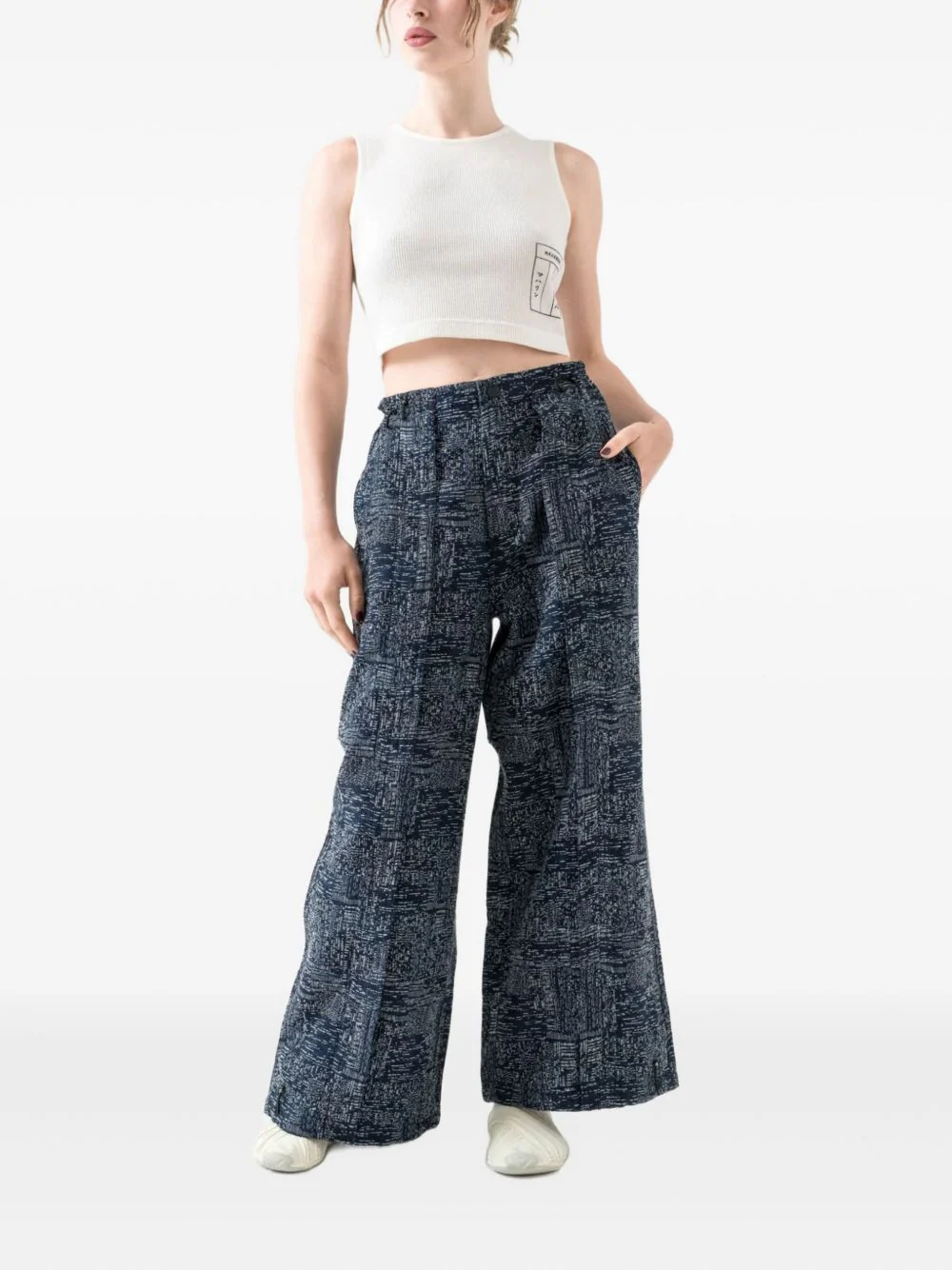 Cotton-Wool Blend Textured Trousers - Image 2