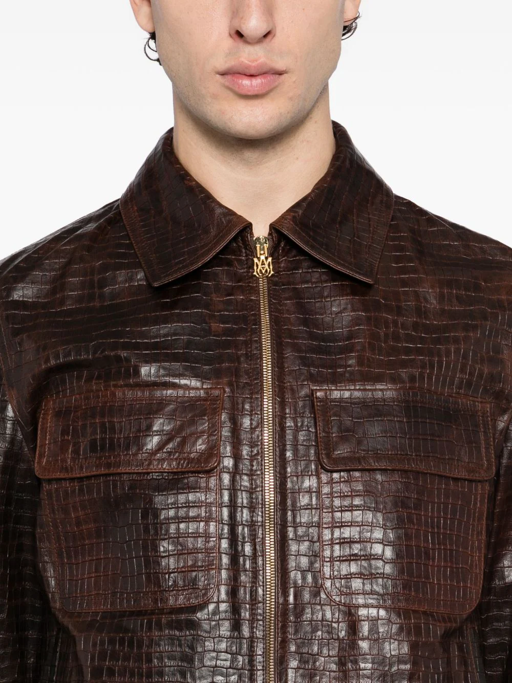 Crocodile-Effect Leather Jacket - Image 2