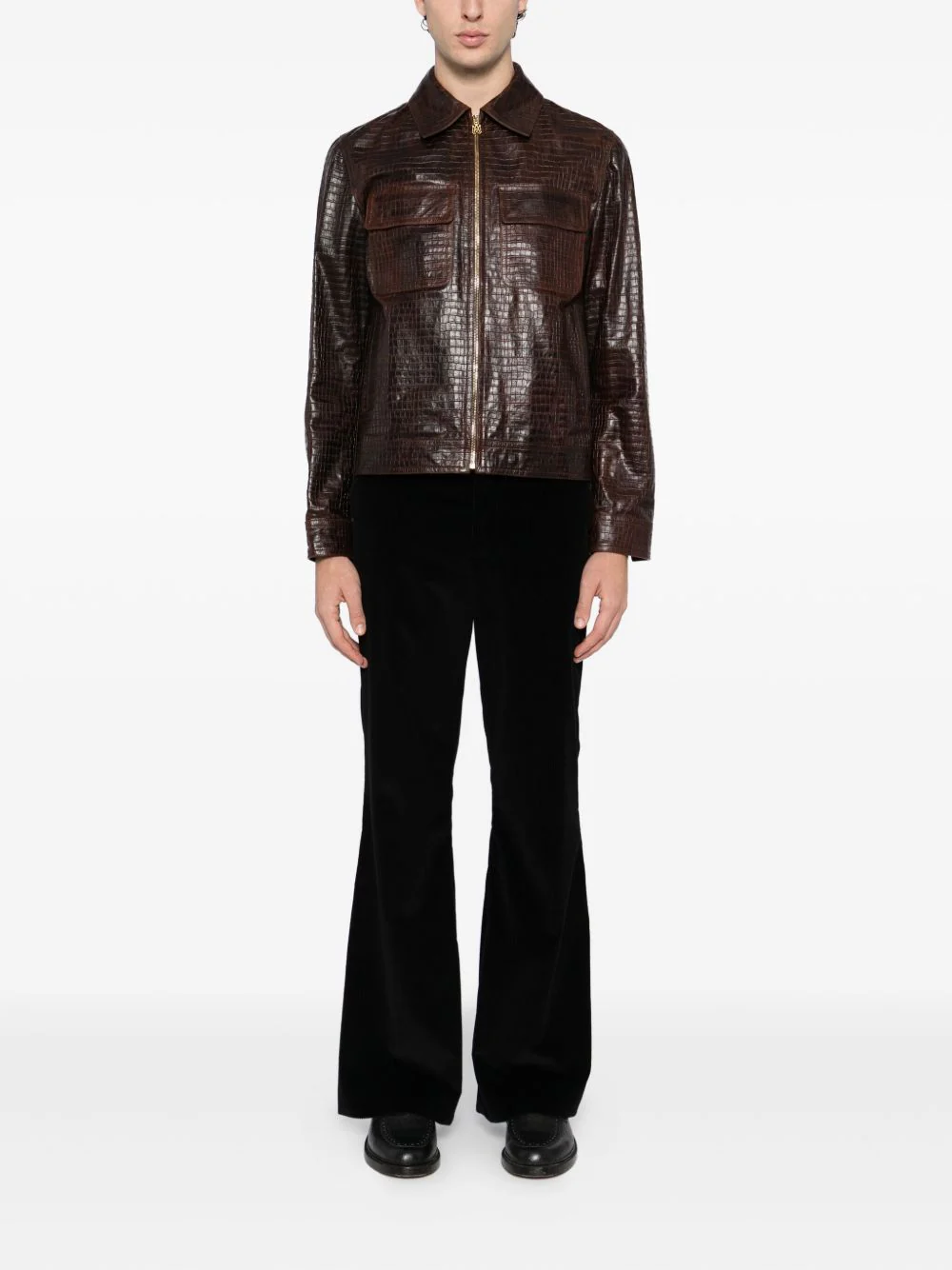 Crocodile-Effect Leather Jacket - Image 4