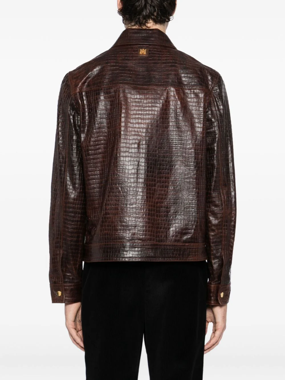 Crocodile-Effect Leather Jacket - Image 5