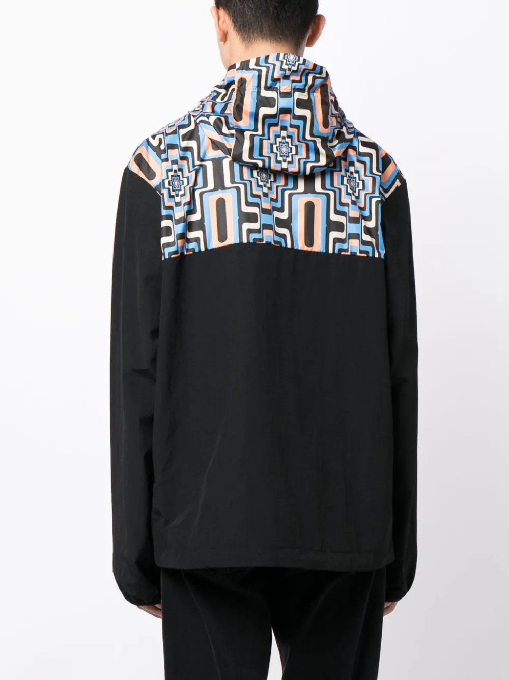 Cross-Print Panelled Hooded Windbreaker - Image 4