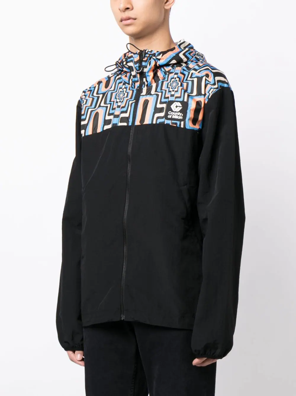Cross-Print Panelled Hooded Windbreaker - Image 5