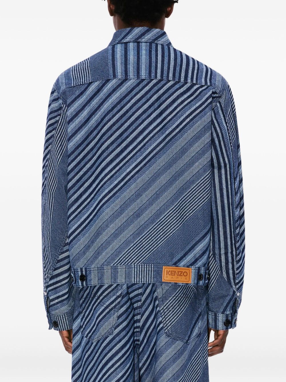 Diagonal Stripe Cotton Jacket - Image 4
