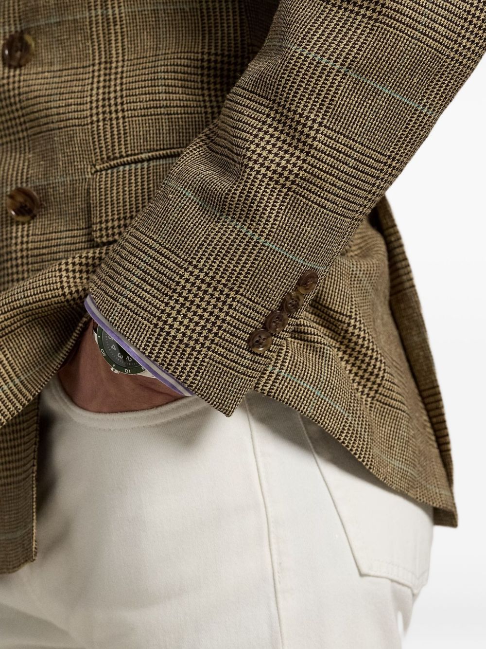 Double-Breasted Checked-Pattern Blazer - Image 3