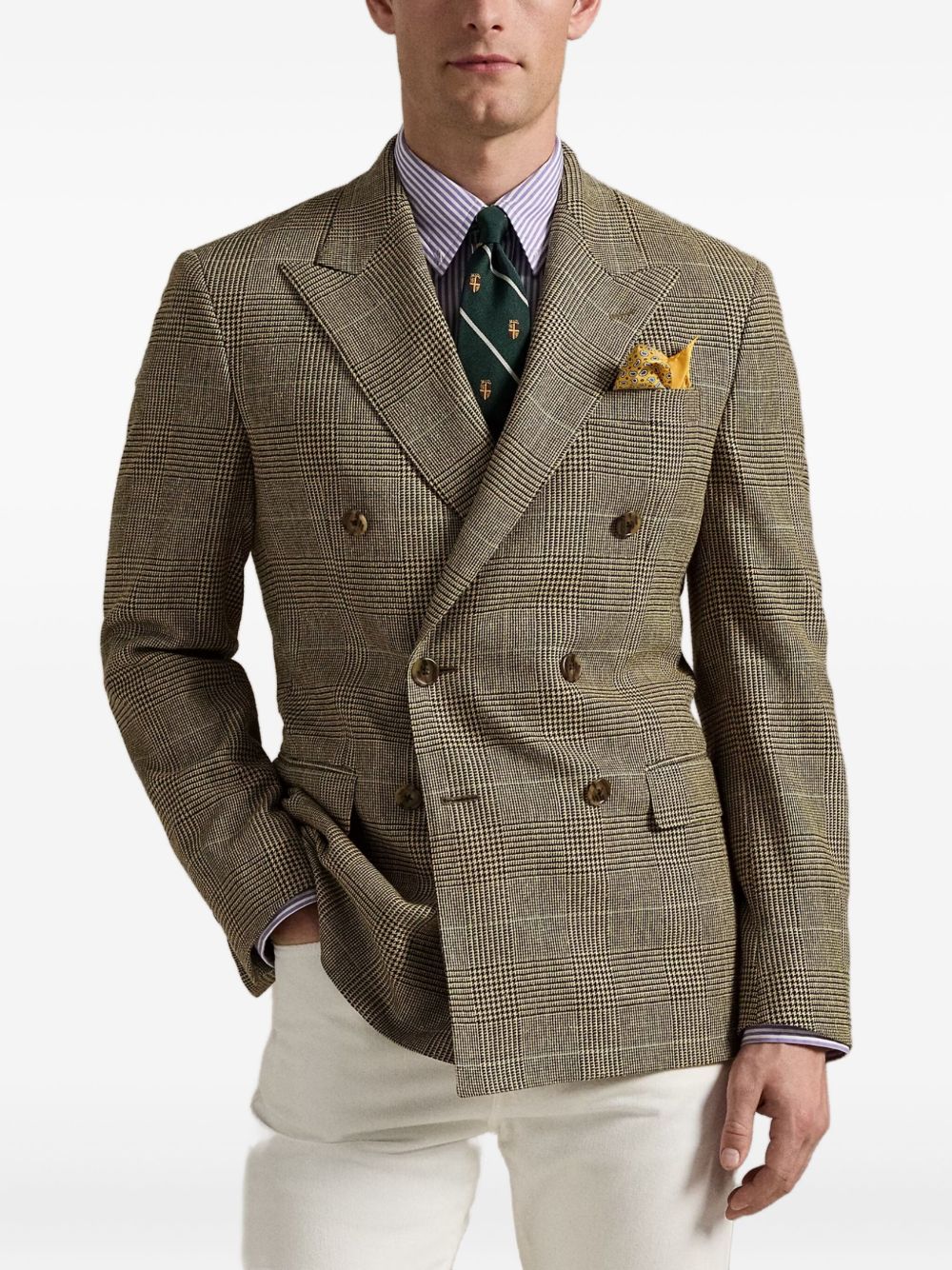 Double-Breasted Checked-Pattern Blazer - Image 4