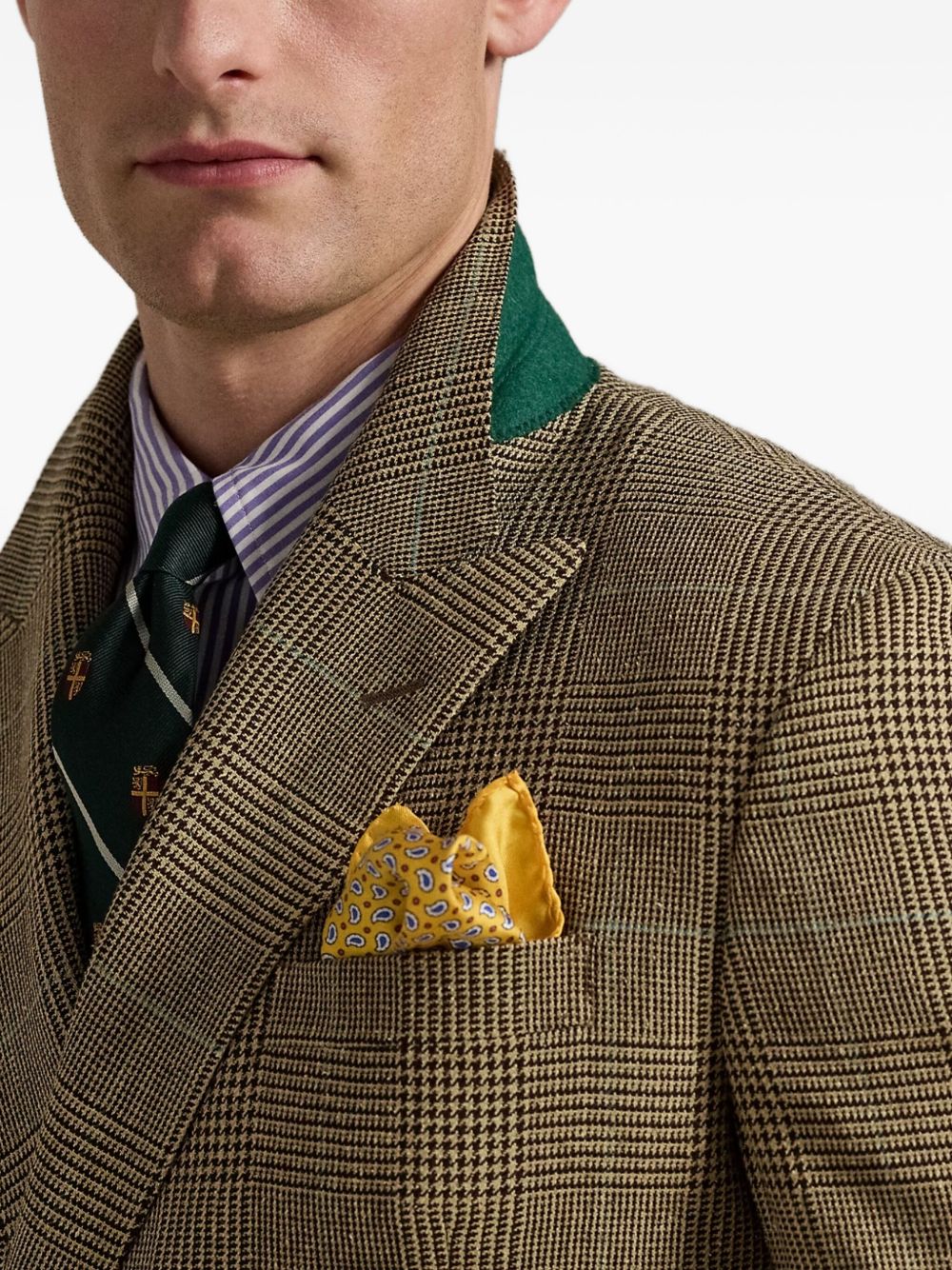 Double-Breasted Checked-Pattern Blazer - Image 5