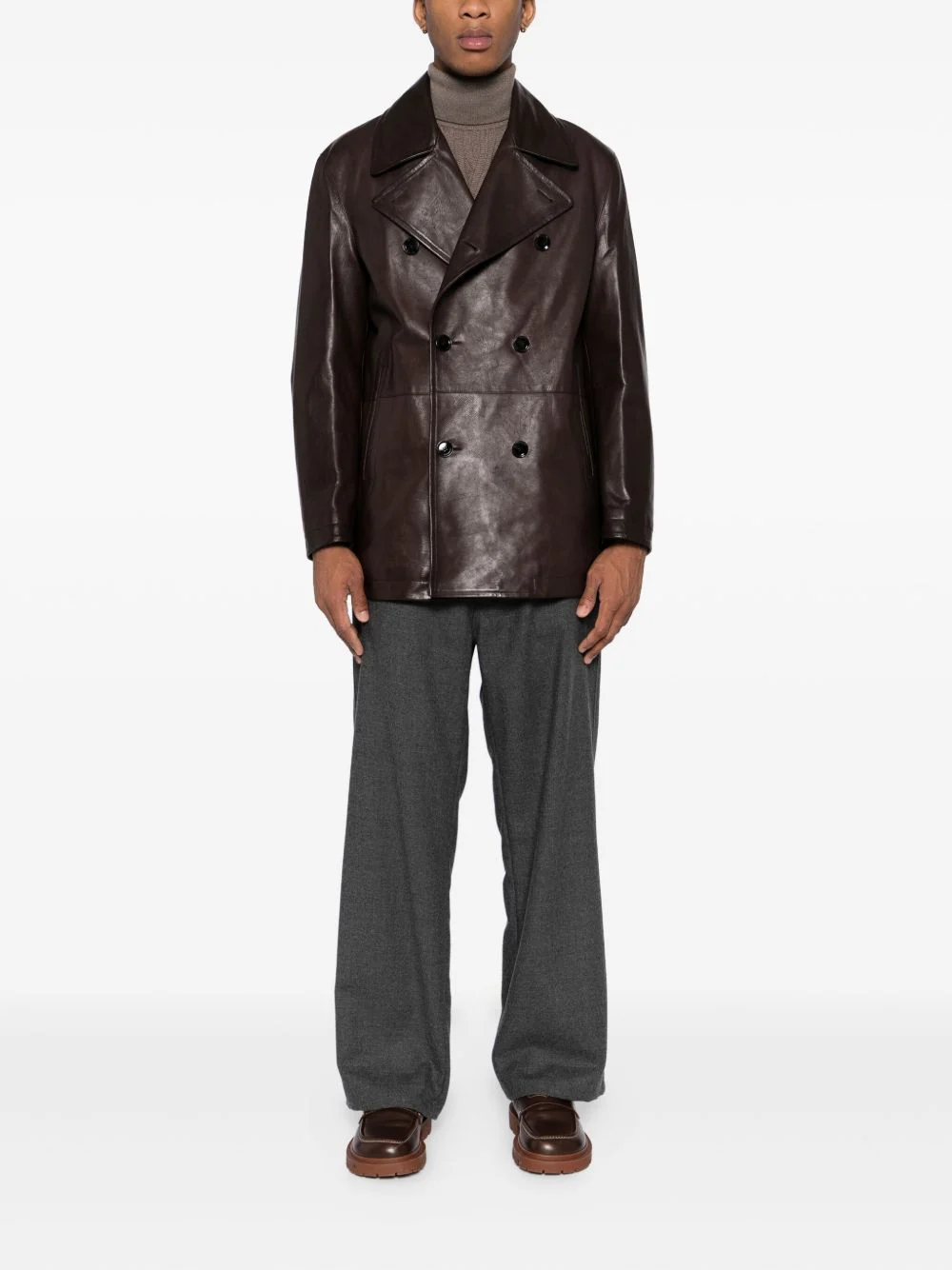Double-Breasted Leather Jacket - Image 3