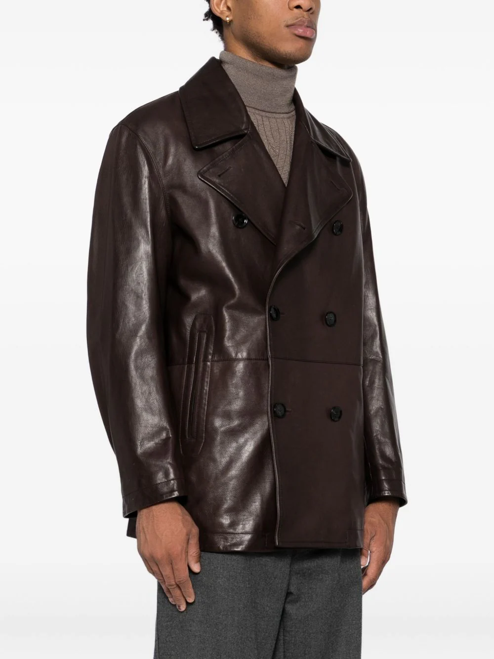 Double-Breasted Leather Jacket - Image 4