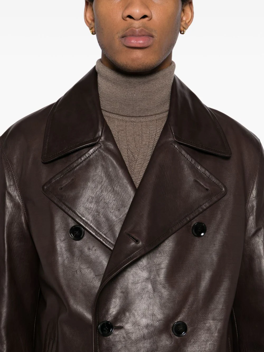 Double-Breasted Leather Jacket - Image 5