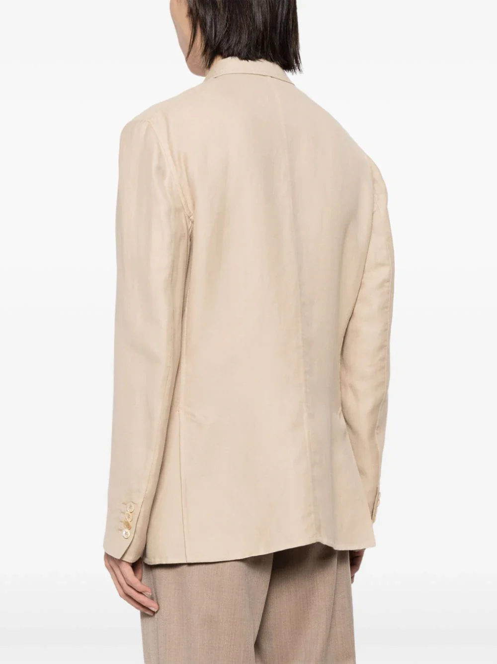 Double-Breasted Linen Blend Blazer - Image 4