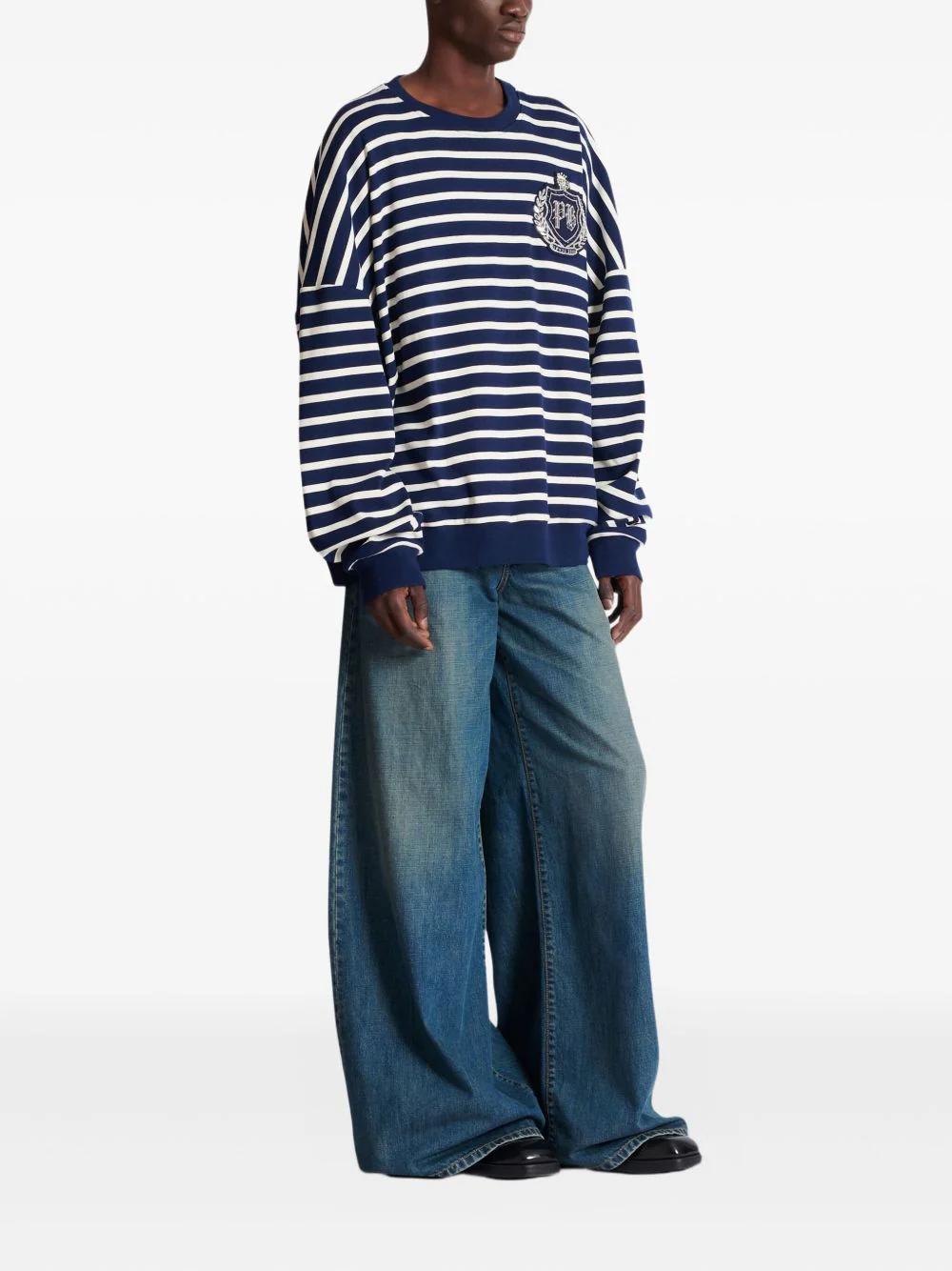 Emblem Striped Sweatshirt - Image 4