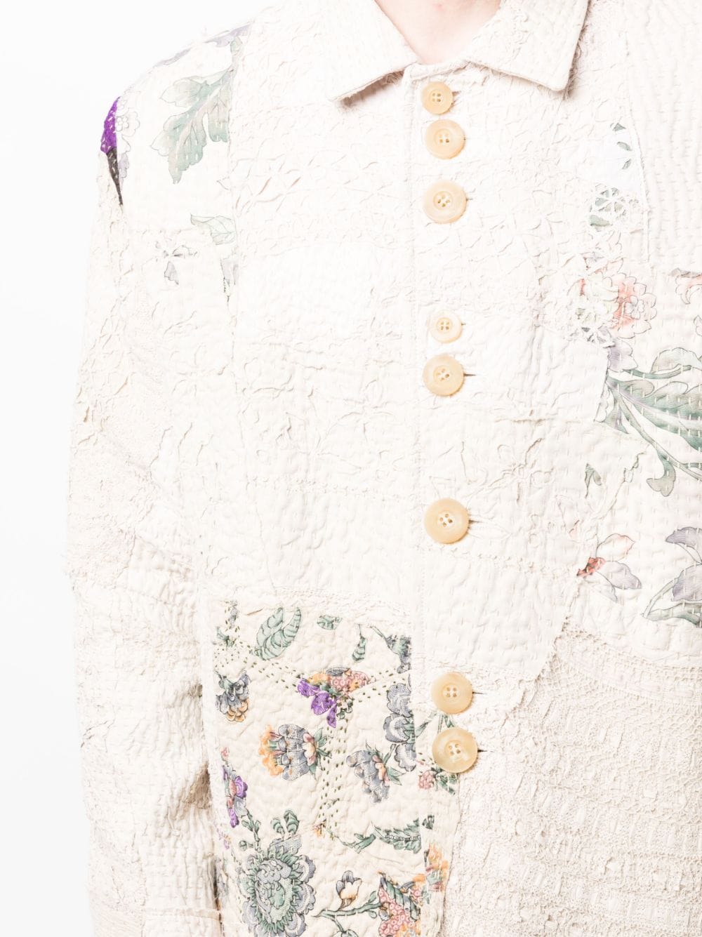 Embroidered-Patchwork Cotton Shirt Jacket - Image 4