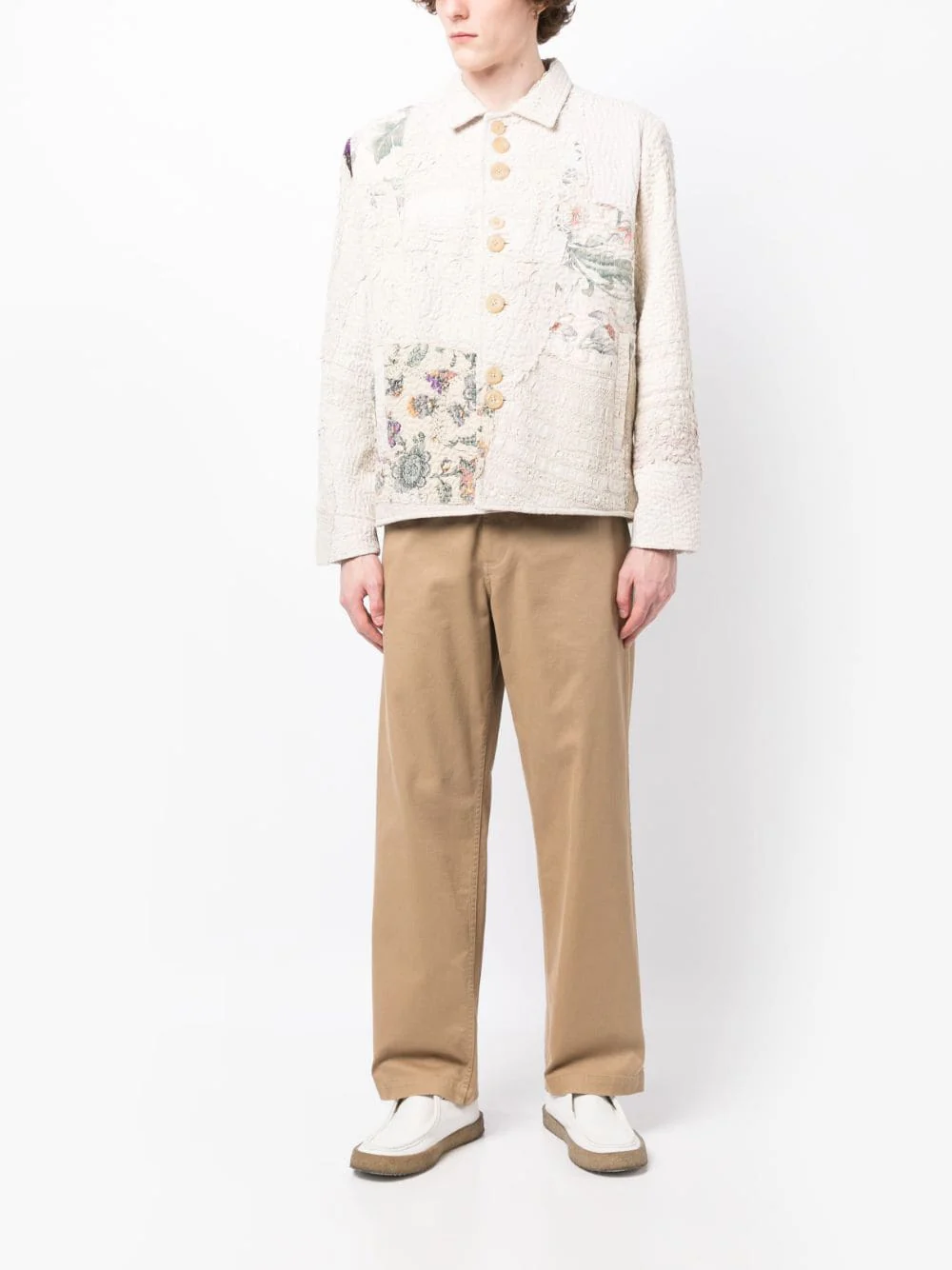 Embroidered-Patchwork Cotton Shirt Jacket - Image 5