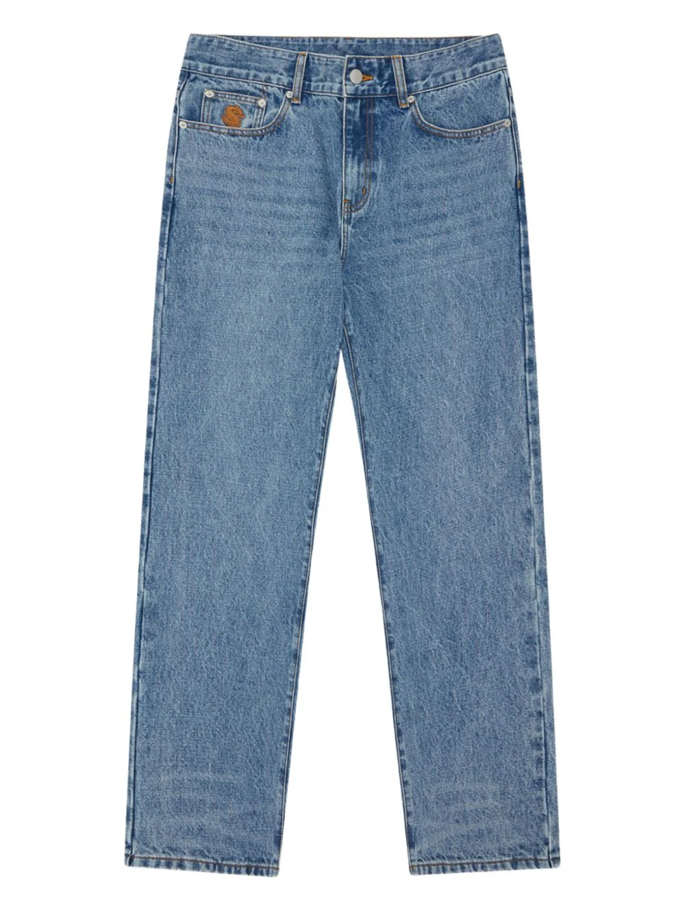 Embroidered-Pocket Jeans