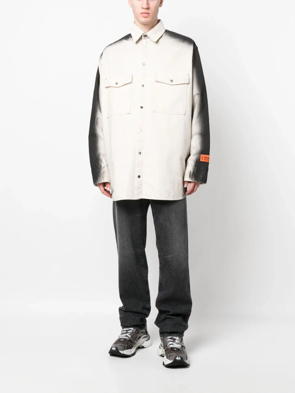 Faded-Effect Logo-Patch Shirt - Image 2